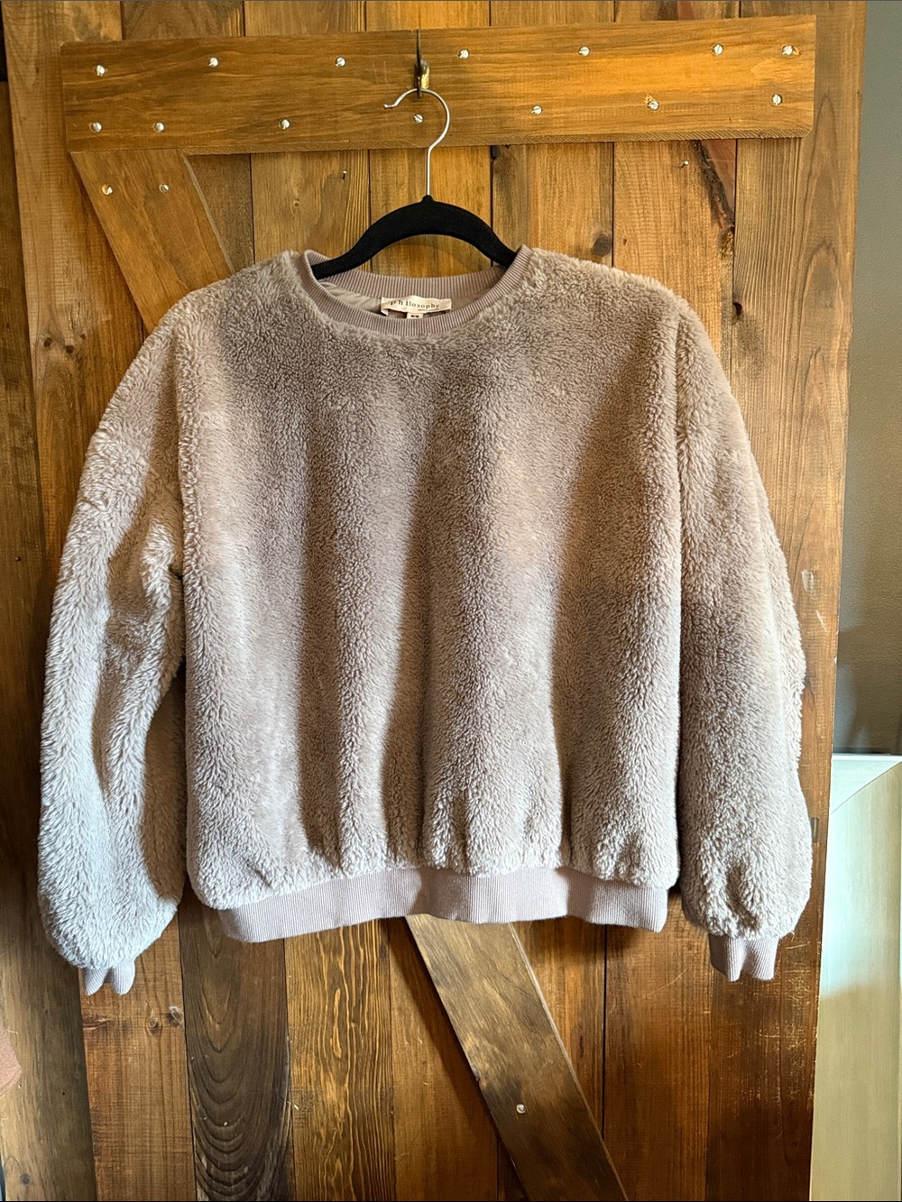 Philosophy Plush Crewneck Sweater in Taupe pink